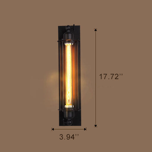 1-light LED Wall Light with Long Pencil Bulb in Industrial Style