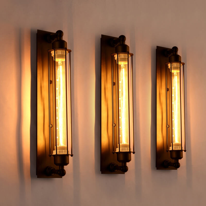 1-light LED Wall Light with Long Pencil Bulb in Industrial Style