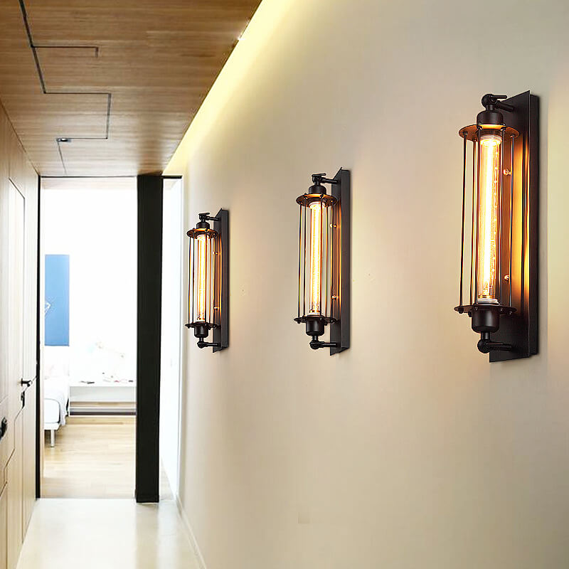 1-light LED Wall Light with Long Pencil Bulb in Industrial Style