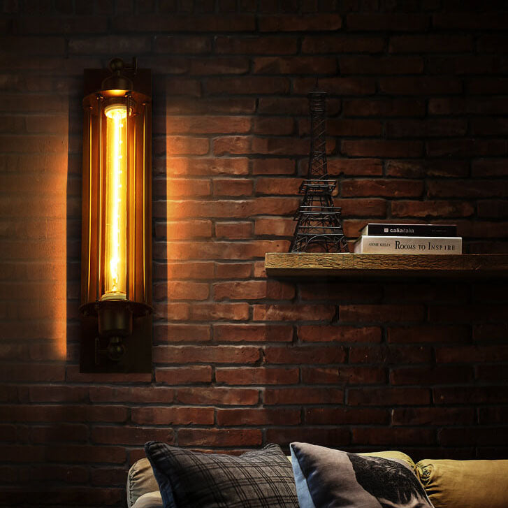 1-light LED Wall Light with Long Pencil Bulb in Industrial Style