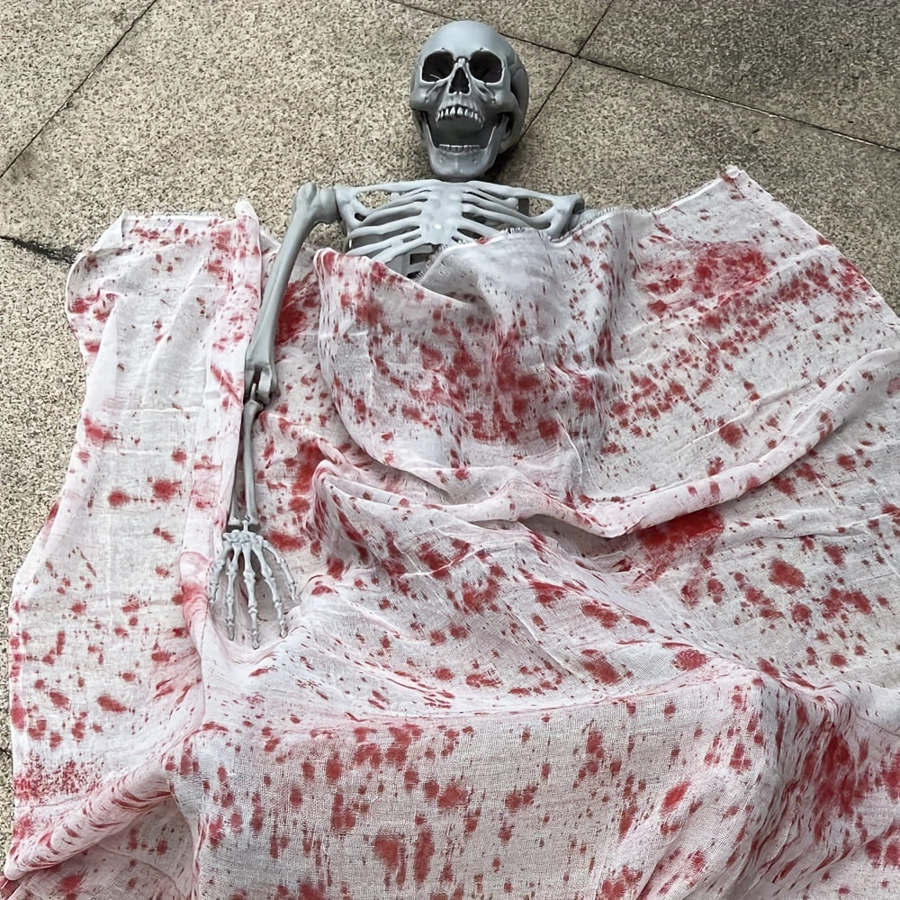 Oversized Halloween Skeleton Decoration with Poseable Joints for Haunted Houses