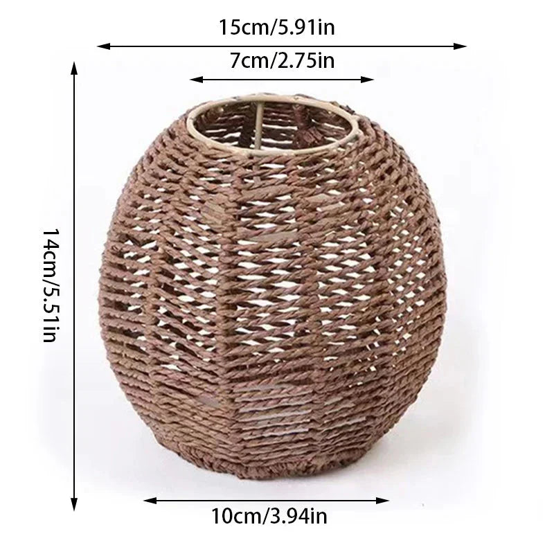 Selune — Vintage Style Simulated Rattan Lamp Shade with Warm Glow