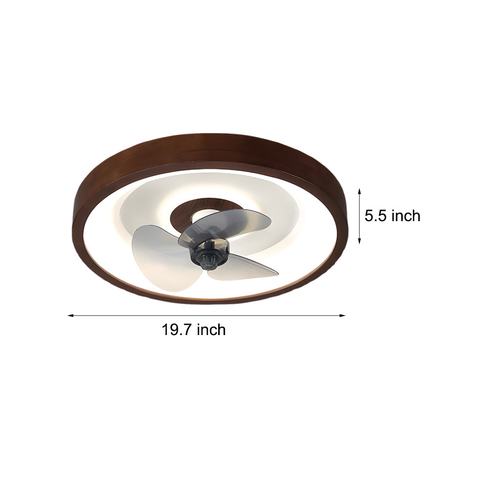 19.7-in Walnut Flush Mount Ceiling Fan with 6-Speed LED Light and Remote