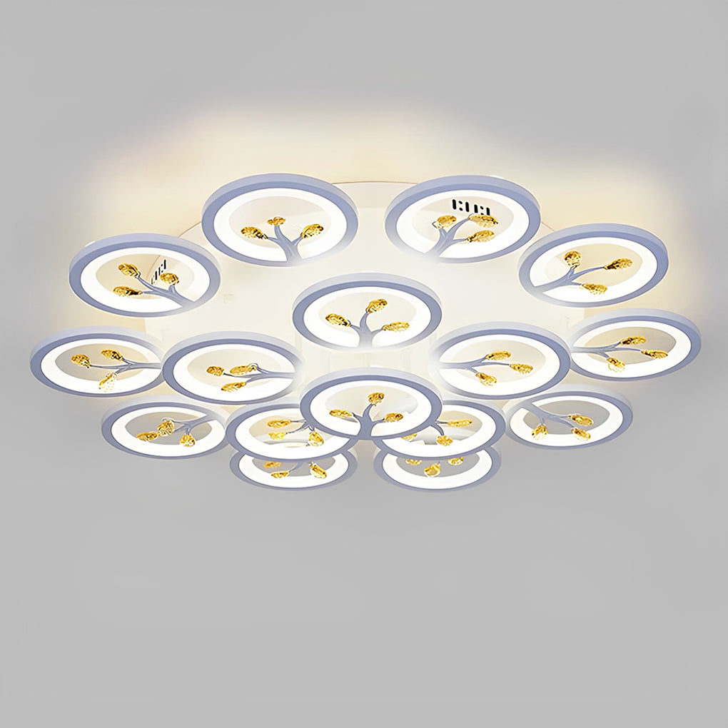 16-Light Flower Dimmable LED White Nordic Ceiling Flush Mount Lighting