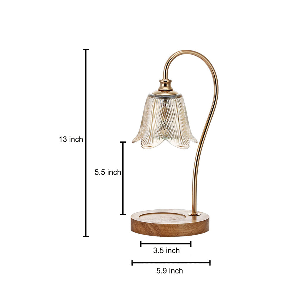 Taavita 1-Light Cup-Holder Desk Lamp with Floral Glass Shade