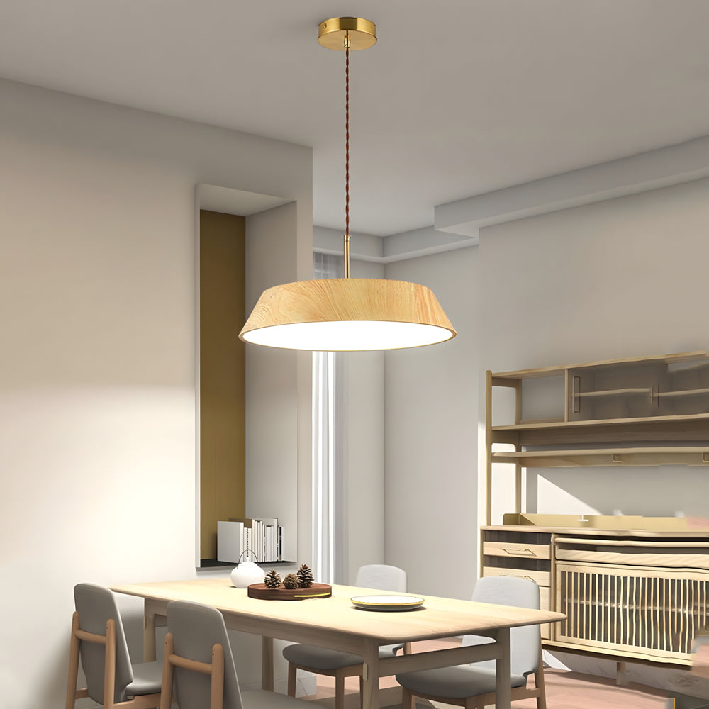 15.74-Inch Round Wood Taavita Style LED Pendant Light