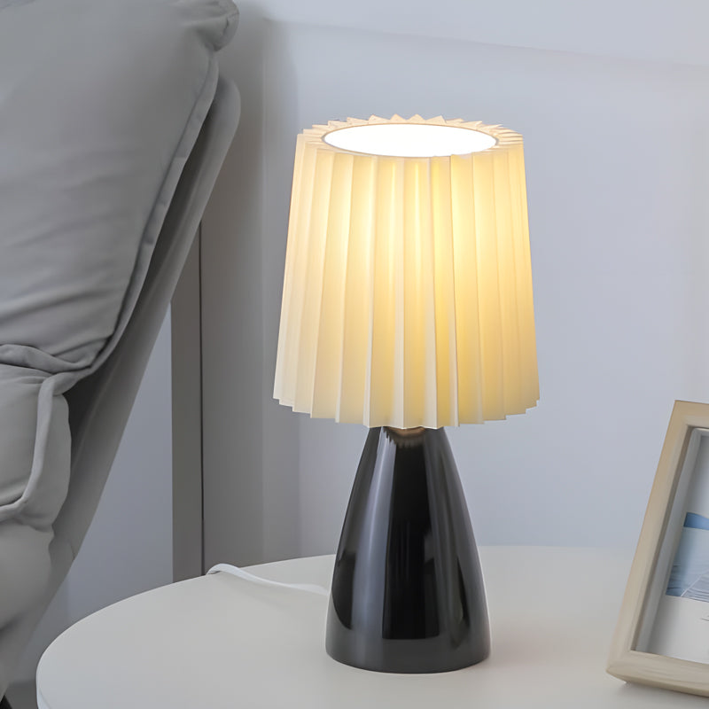 12 inch Dimmable Pleated-Shade Glass Table Lamp