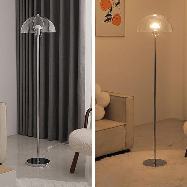 Taavita Vintage Acrylic LED Floor Lamp with Clear Lampshade and Dimmable Light