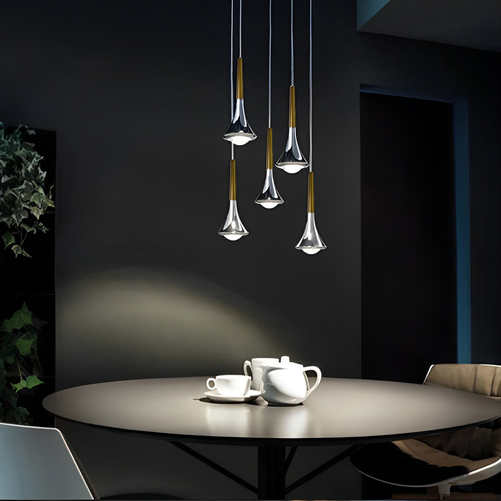 1-Light Water Drop Metal LED Nordic Small Chandelier Pendant Lights for Staircase