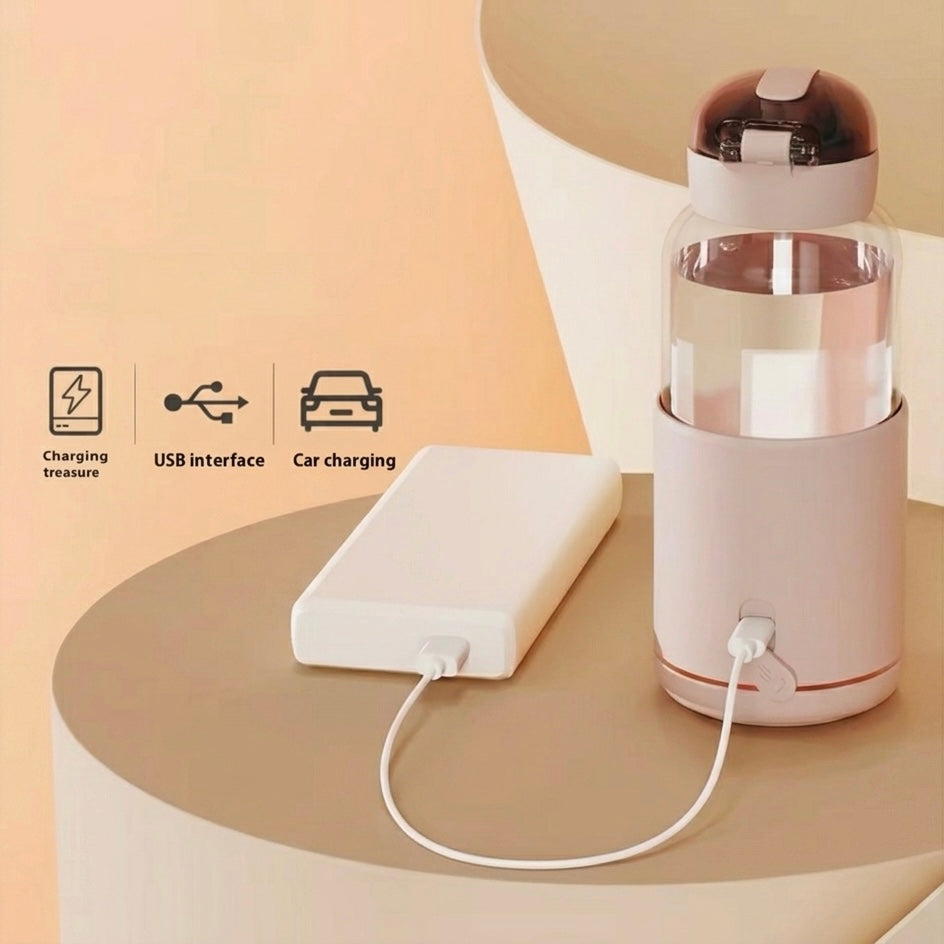USB Baby Bottle Heating Device - 300ml Borosilicate Glass, 37–55°C, LED Display, 8 Hour
