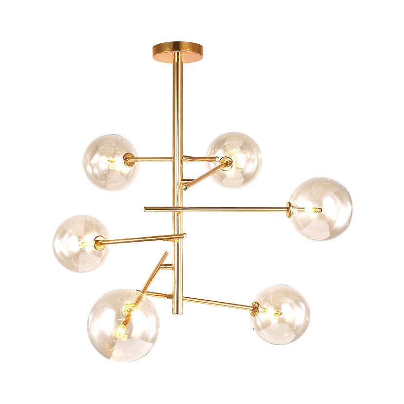 Taavita Clear Glass Starburst Design Global Chandelier with Post-Modernist 6/8 Lights LED Hanging Pendant Light in Gold