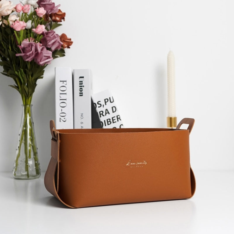 Stylish Foldable Faux Leather Storage Baskets
