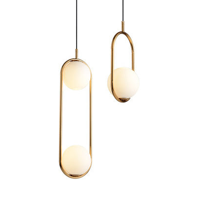 1/2 Taavita Bedroom Hanging Light with White Glass Shade Modern Black/Gold Ceiling Lamp