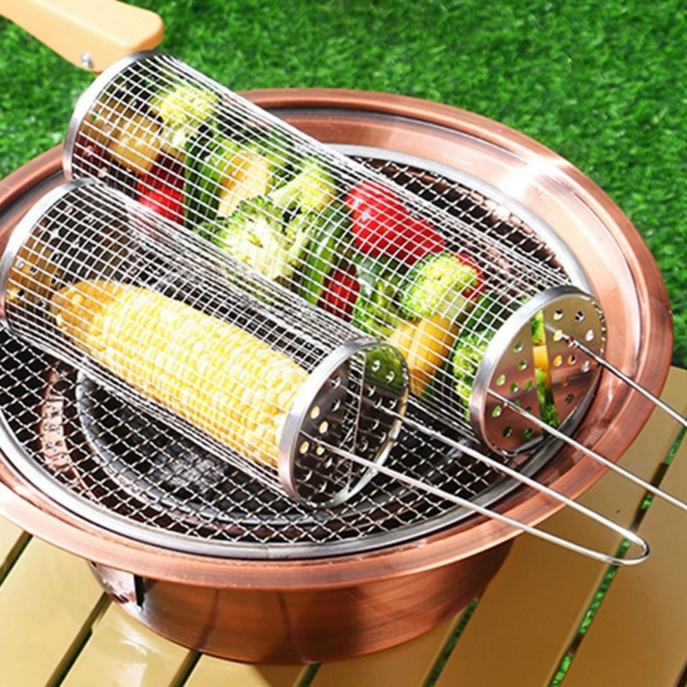 Round BBQ Grilling Basket Made of Stainless Steel
