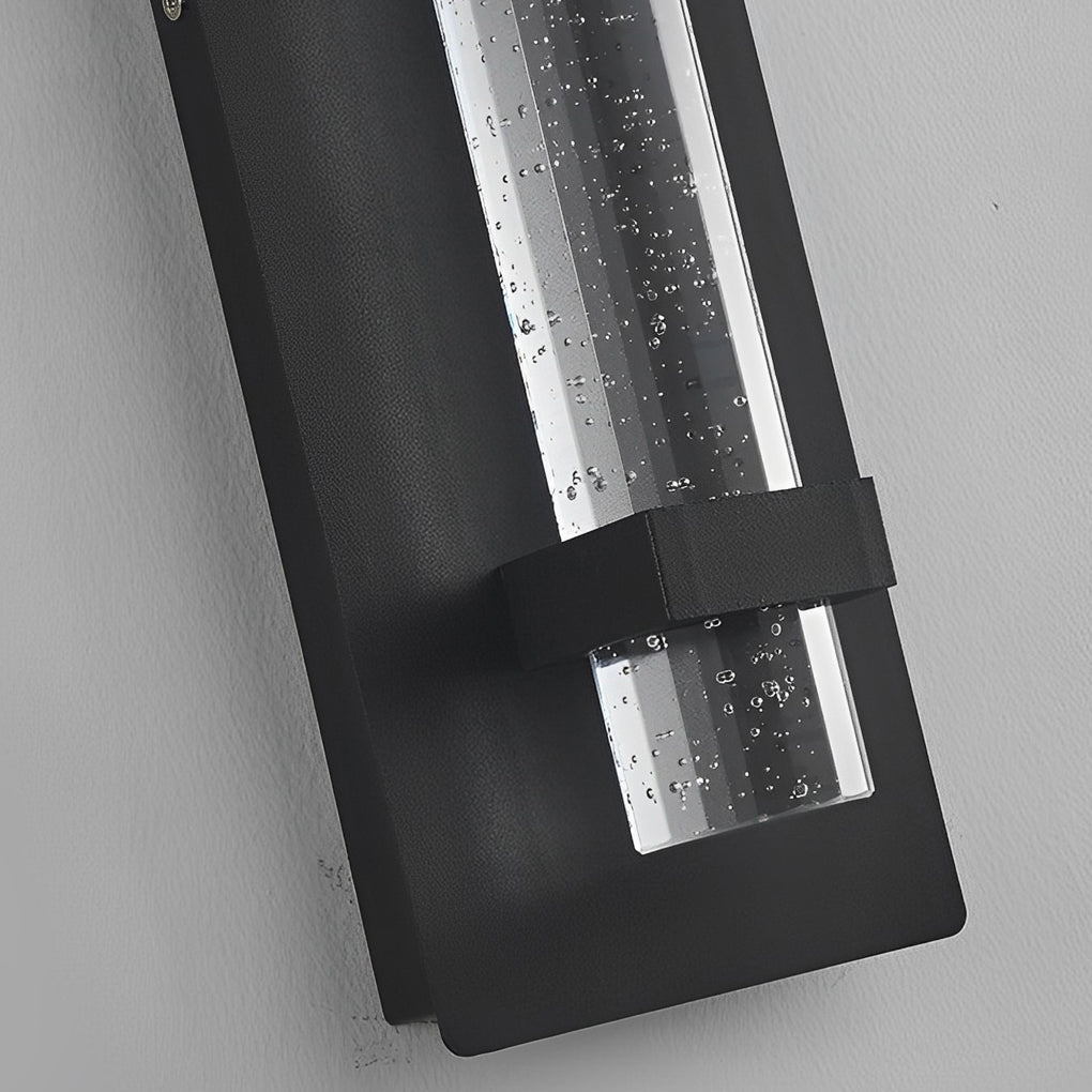 11.8 Inch Black Waterproof Hardwired Bubbles Glass Outdoor Wall Light