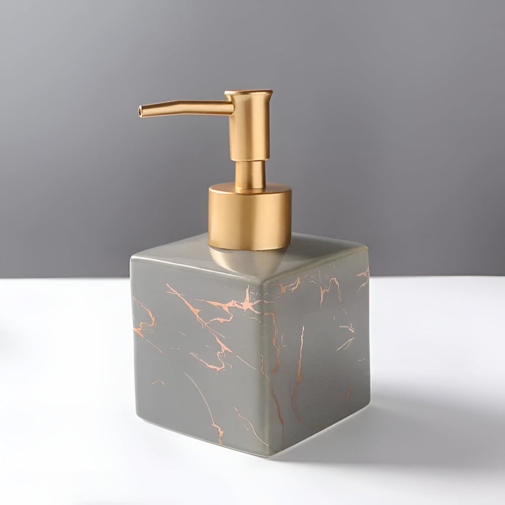 Sophisticated Marble-Inspired Soap Dispenser with Luxe Gold Pump