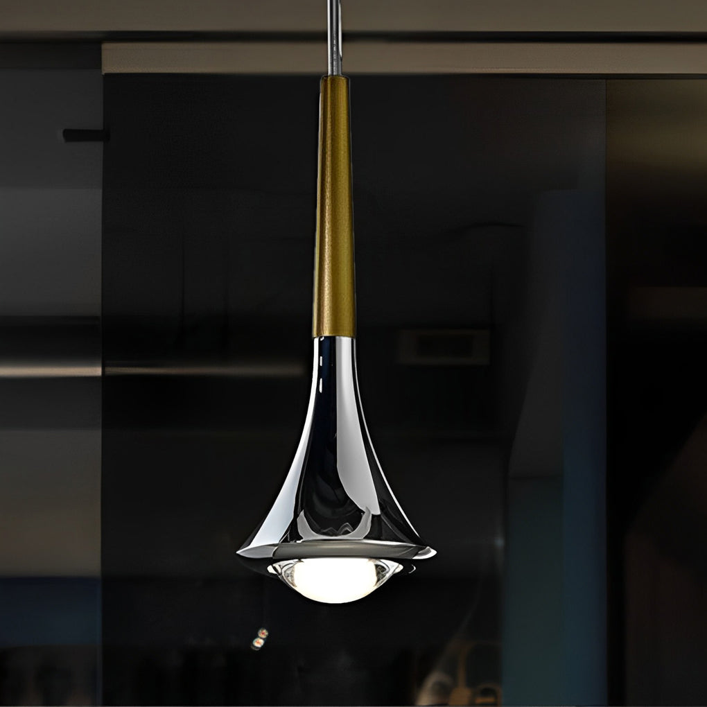 1-Light Water Drop Metal LED Nordic Small Chandelier Pendant Lights for Staircase