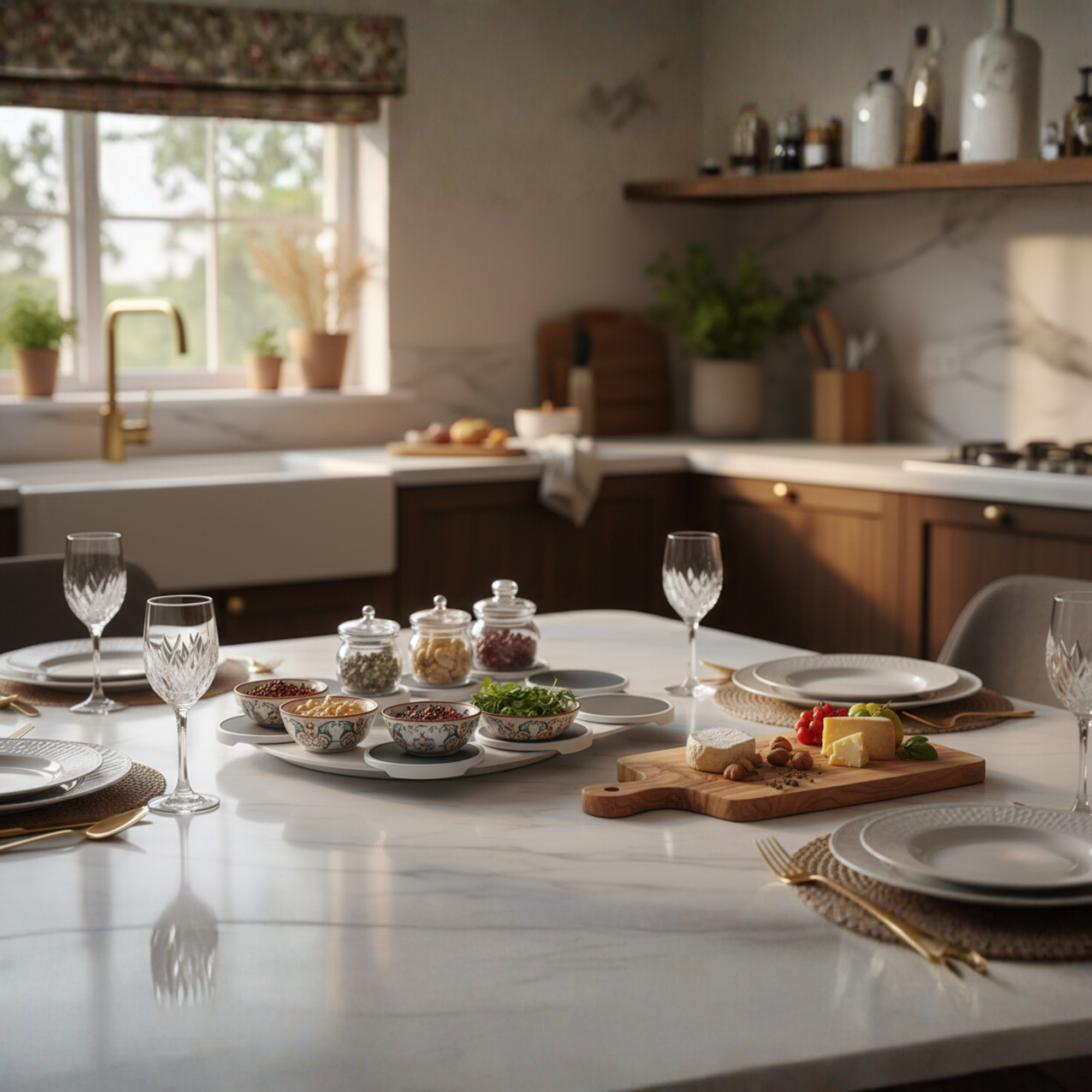 Convenient Rotating Dining Tray – Effortless Serving for All