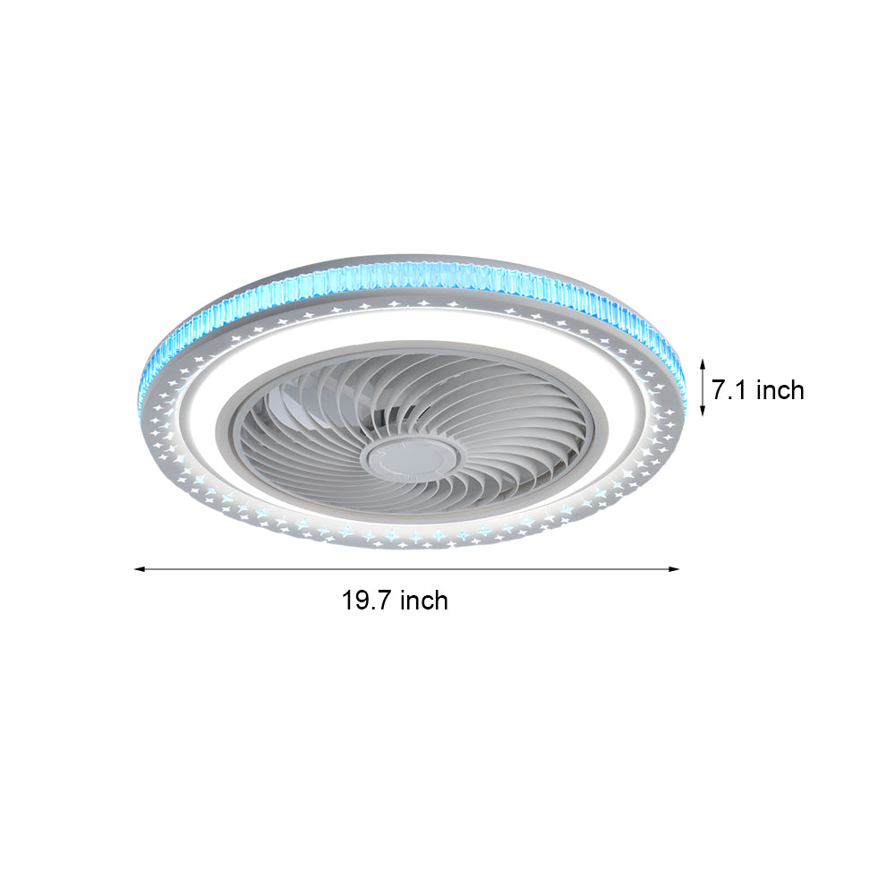 19.7" Bladeless Ceiling Fan with LED Light, Remote, and Enclosed Fence Design