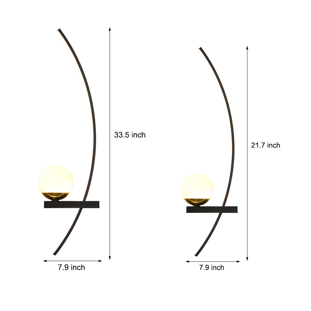 21'' Curved LED Wall Sconce Lighting Lamp with 3 Step Dimming and Warm White Light