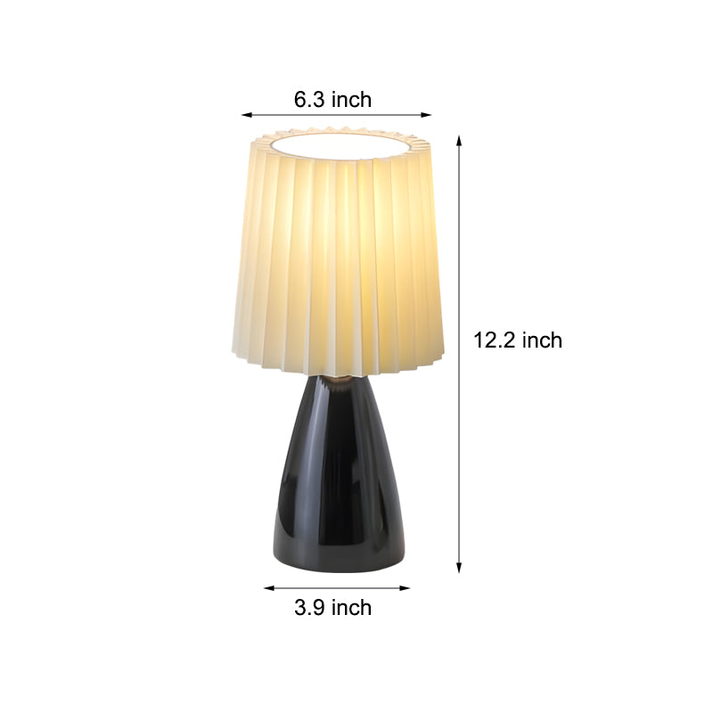 12 inch Dimmable Pleated-Shade Glass Table Lamp