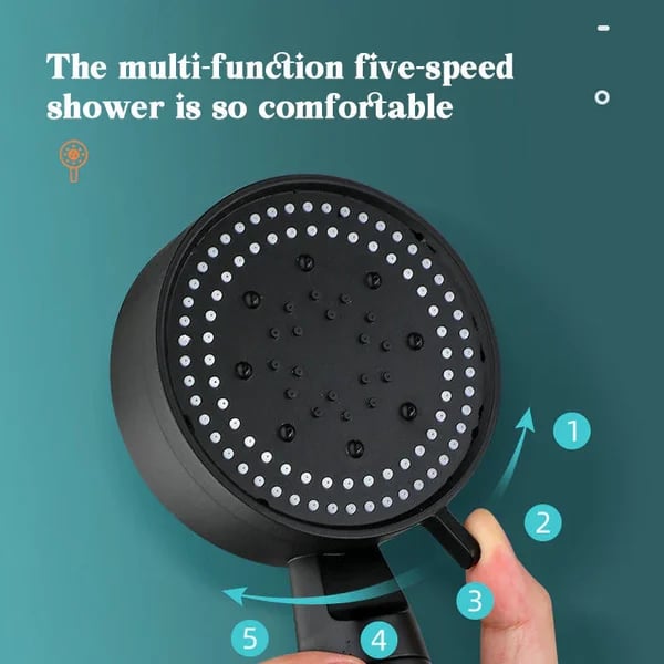 5 Spray Modes High-Pressure Showerhead with Self-Cleaning Feature