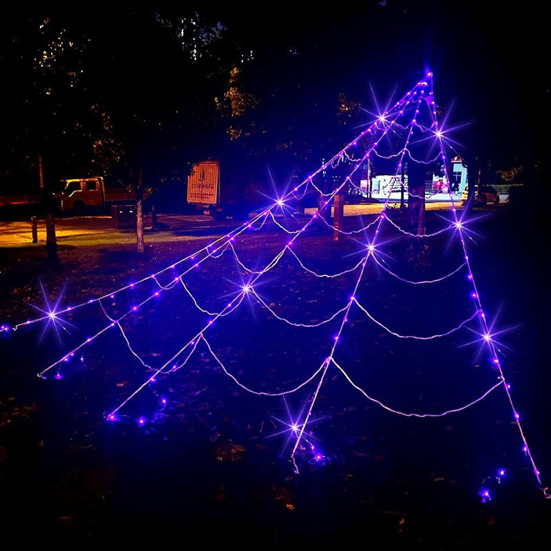 Halloween Spider Web Hanging Light with Timer for Indoor & Outdoor Decor