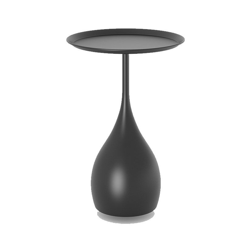 Round Metal Side Table | Pedestal Base & Antique Finish | 15.7 in Diameter | Minimalist Modern Design