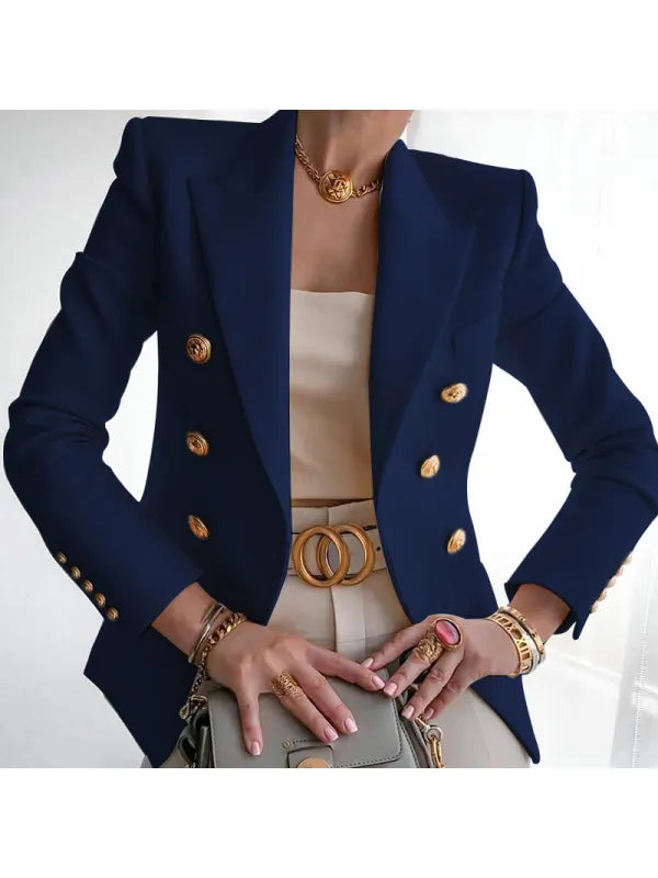 Women’s Blazer | Double-Breasted Tailored Design | Cotton Blend & Thermal Lining | Versatile Formal Wear