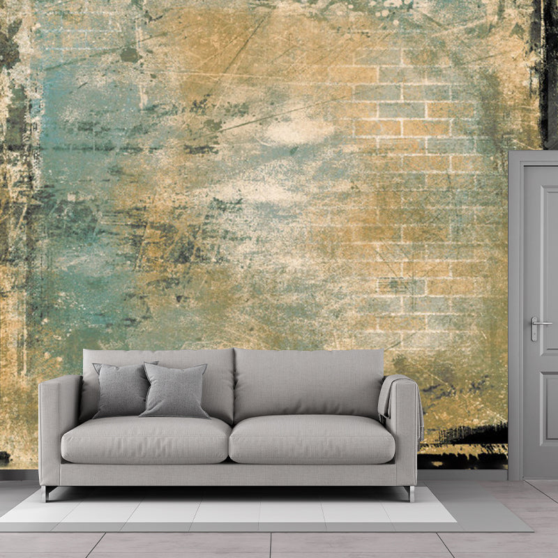Custom Size Vintage Distressed Brick Effect Murals for Kitchen Wall Art in Brown