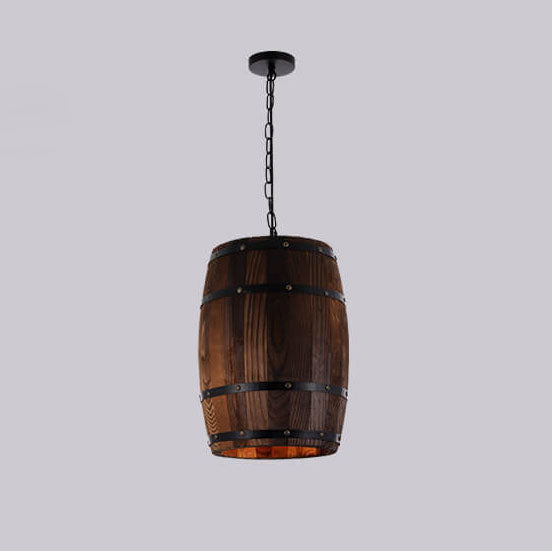 Taavita Vintage Wood Wine Barrel 1-Light Pendant Light - Single Barrel Light