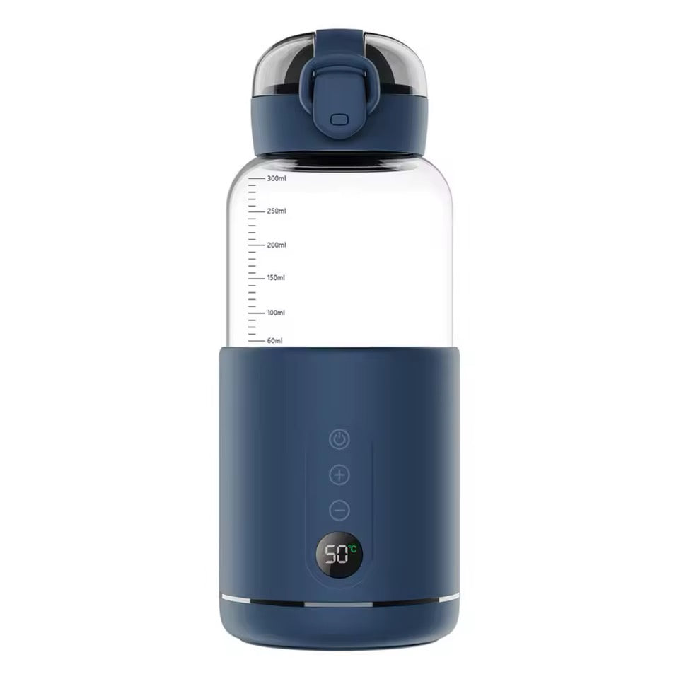 USB Baby Bottle Heating Device - 300ml Borosilicate Glass, 37–55°C, LED Display, 8 Hour