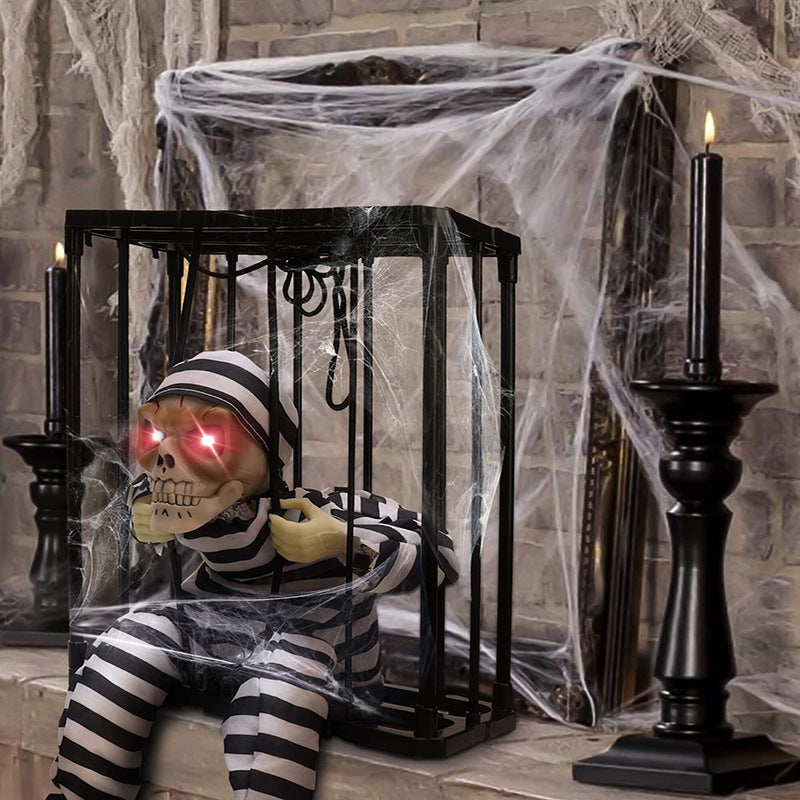 Motion-Activated Halloween Skull Decoration with Flashing Red Eyes