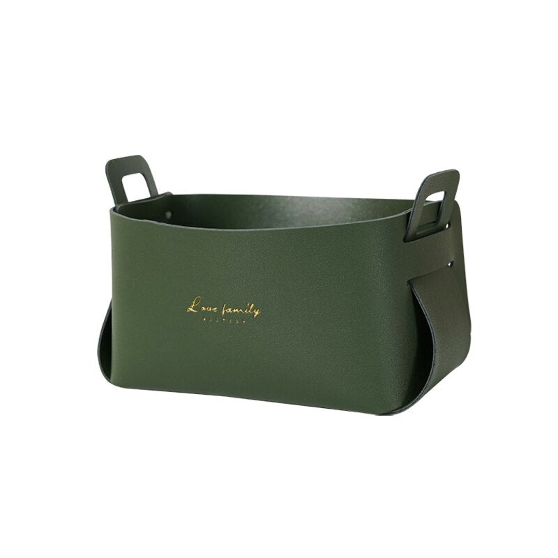 Stylish Foldable Faux Leather Storage Baskets