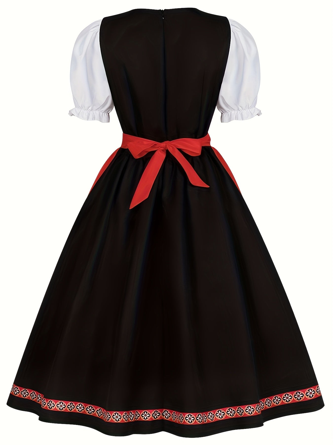 Women's Oktoberfest Dress with Puff Sleeves and Embroidered Apron