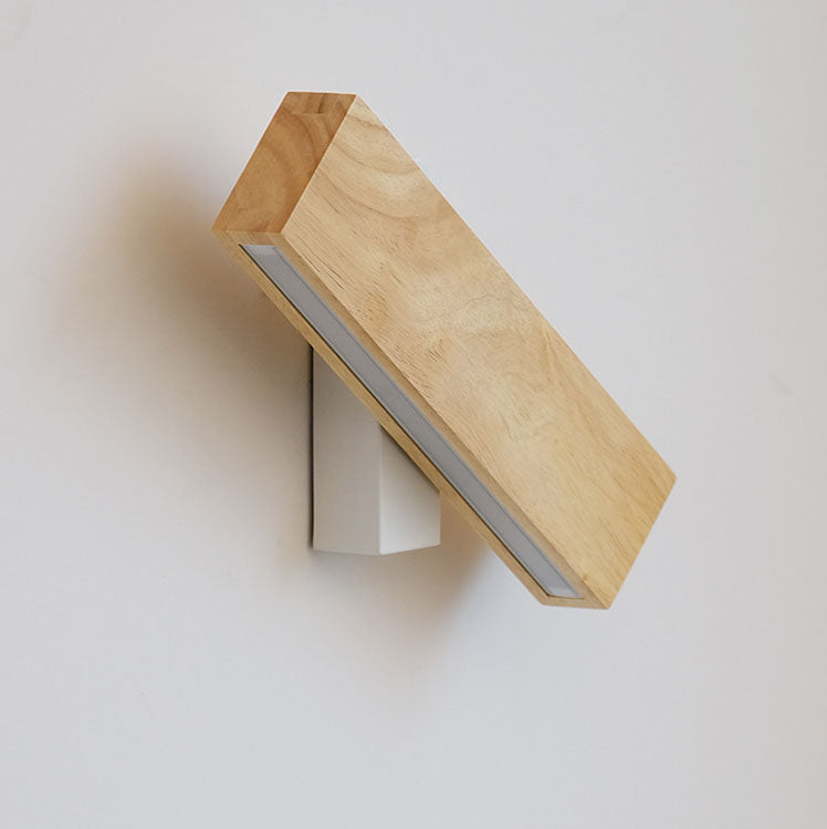 Taavita minimalist, rectangular, flat, rotatable LED wall lamp made of wood