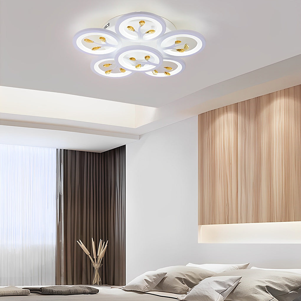 16-Light Flower Dimmable LED White Nordic Ceiling Flush Mount Lighting