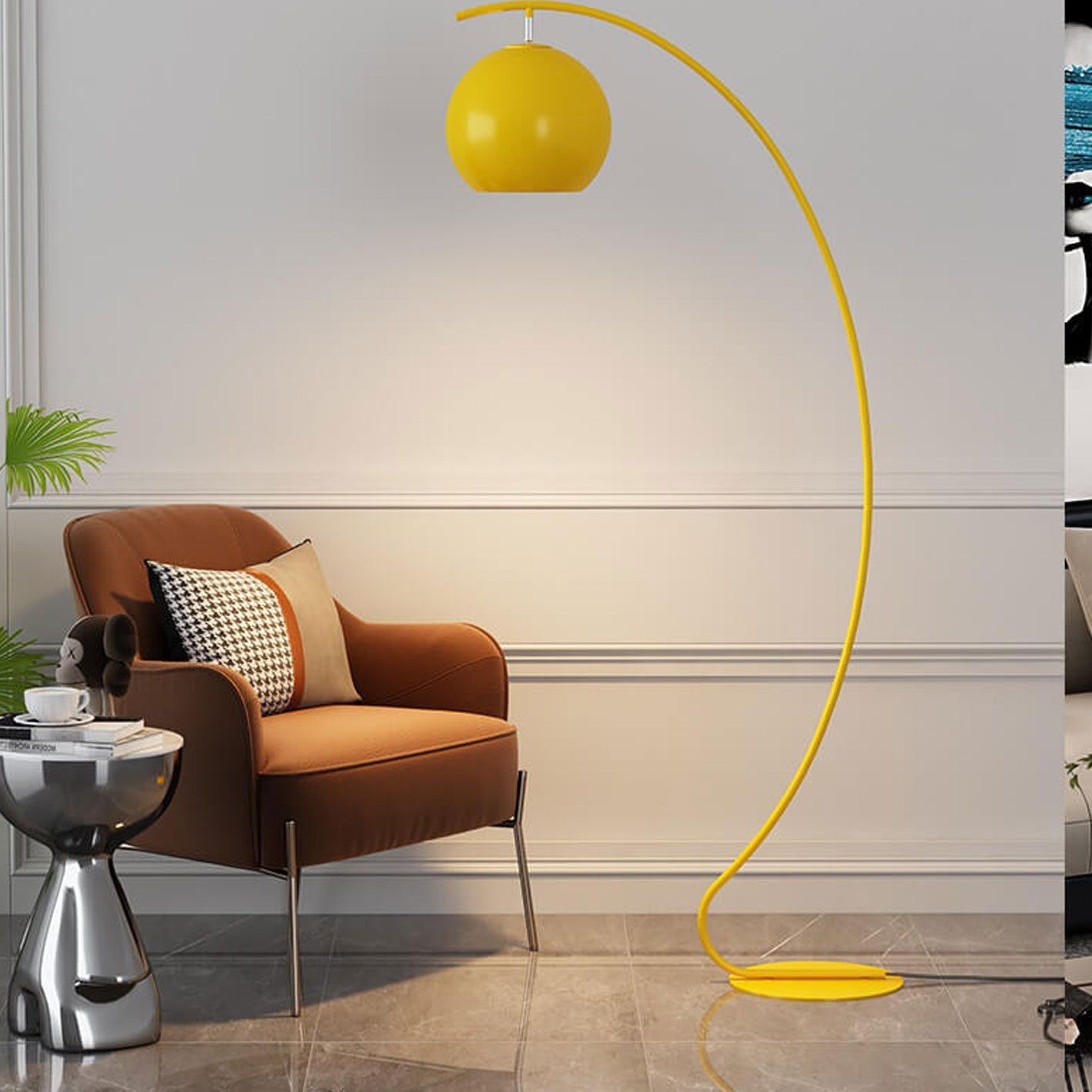 Taavita, minimalistic, curved dome floor lamp with 1 light