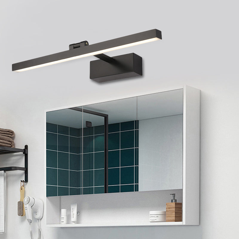 Taavita Style Rectangular Aluminum Wall Lamp 16"/19.5" W LED Vanity Mirror Light in Black/White for Bathroom - Modern Design, 1 Light, Max. 39W, Metal, 110V-120V and 220V-240V, Color Temperature: White, 9 Inch Height, Bulb Included, SMD Base.