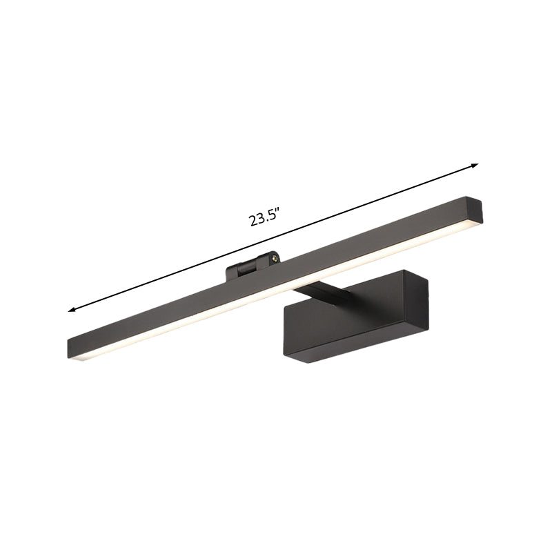 Taavita Style Rectangular Aluminum Wall Lamp 16"/19.5" W LED Vanity Mirror Light in Black/White for Bathroom - Modern Design, 1 Light, Max. 39W, Metal, 110V-120V and 220V-240V, Color Temperature: White, 9 Inch Height, Bulb Included, SMD Base.