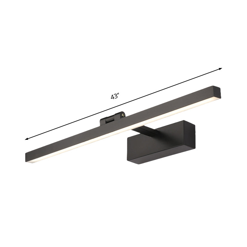Taavita Style Rectangular Aluminum Wall Lamp 16"/19.5" W LED Vanity Mirror Light in Black/White for Bathroom - Modern Design, 1 Light, Max. 39W, Metal, 110V-120V and 220V-240V, Color Temperature: White, 9 Inch Height, Bulb Included, SMD Base.