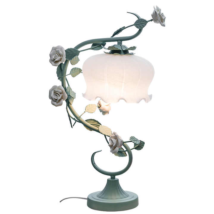 Decorative Table Lamp | Handcrafted Rose Petal Shade | Glass & Floral Frame | Ambient Lighting
