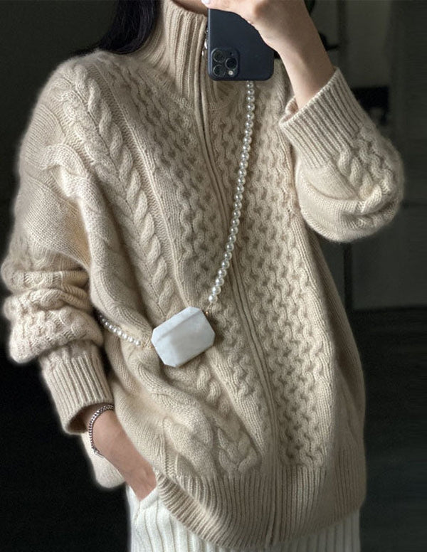 EverWarm Luxe Cardigan with Cozy High Neck for All-Year Use