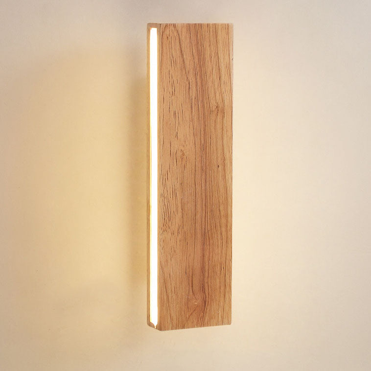 Taavita minimalist, rectangular, flat, rotatable LED wall lamp made of wood