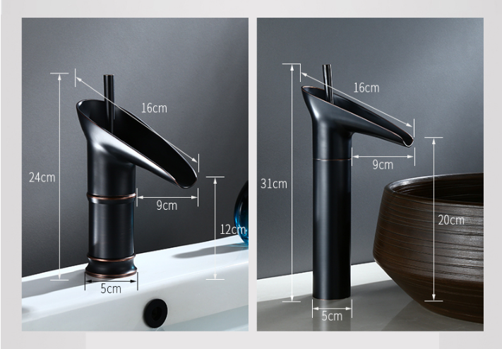 Valloren — Vintage Brass Waterfall Bathroom Faucet with Smooth Flow