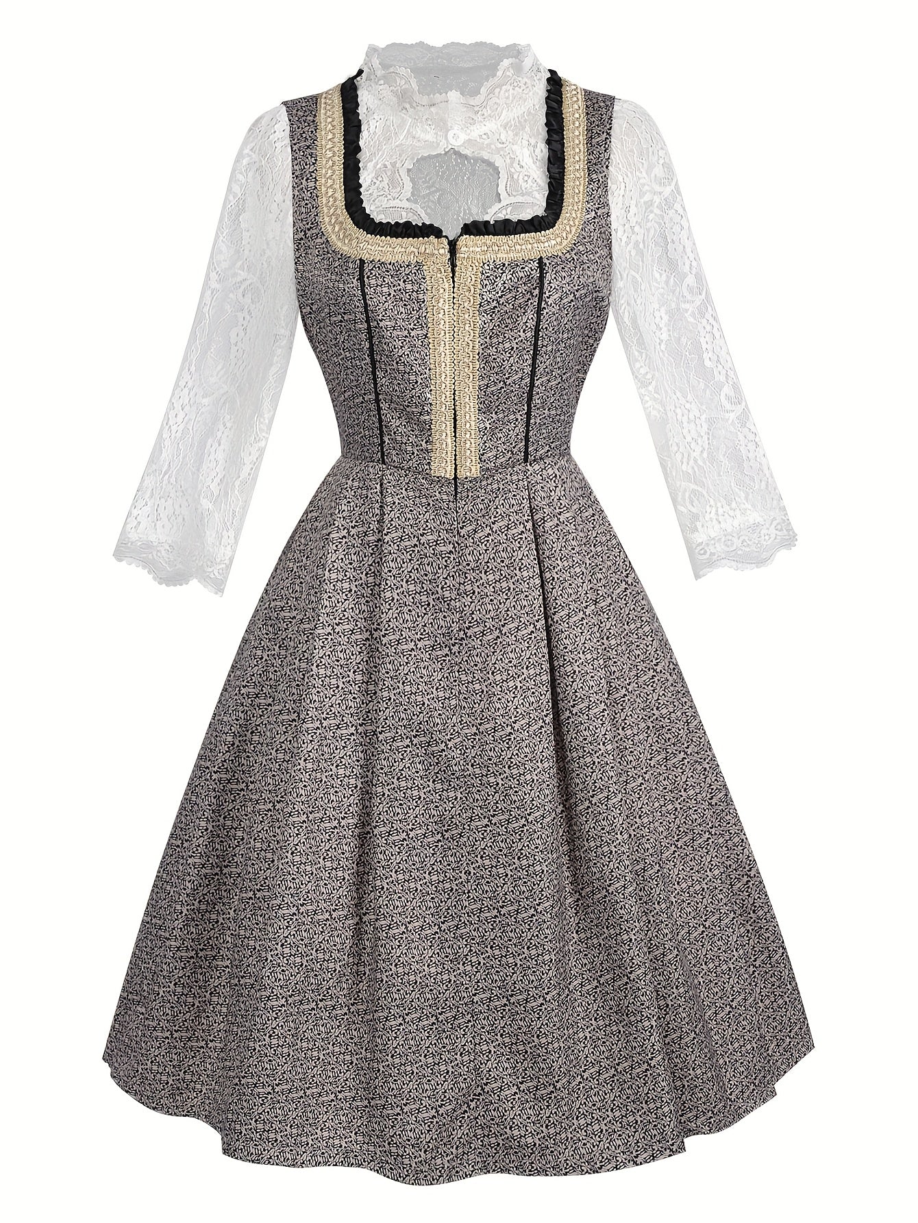 Women's Oktoberfest Bavarian Corset Dress with Lace Blouse