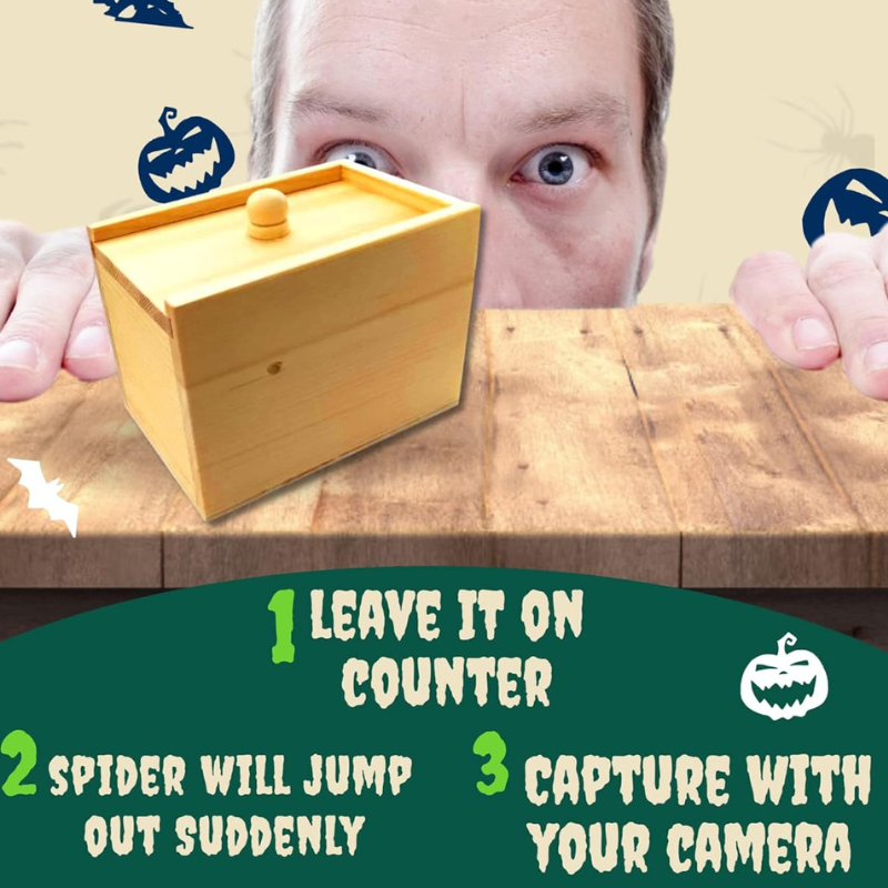 Halloween Spider Prank Box with Realistic Surprise for Spooky Fun