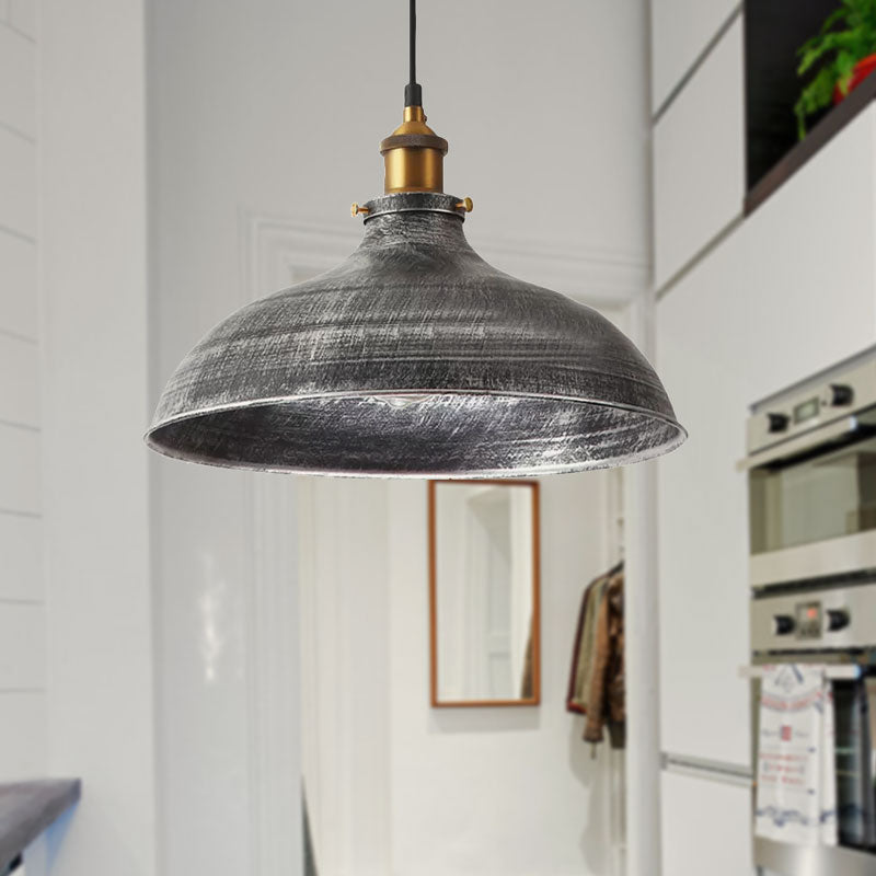 Taavita 1 Pendant Light in Antique Style with Metal Bowl Shade and Plug-in Cable