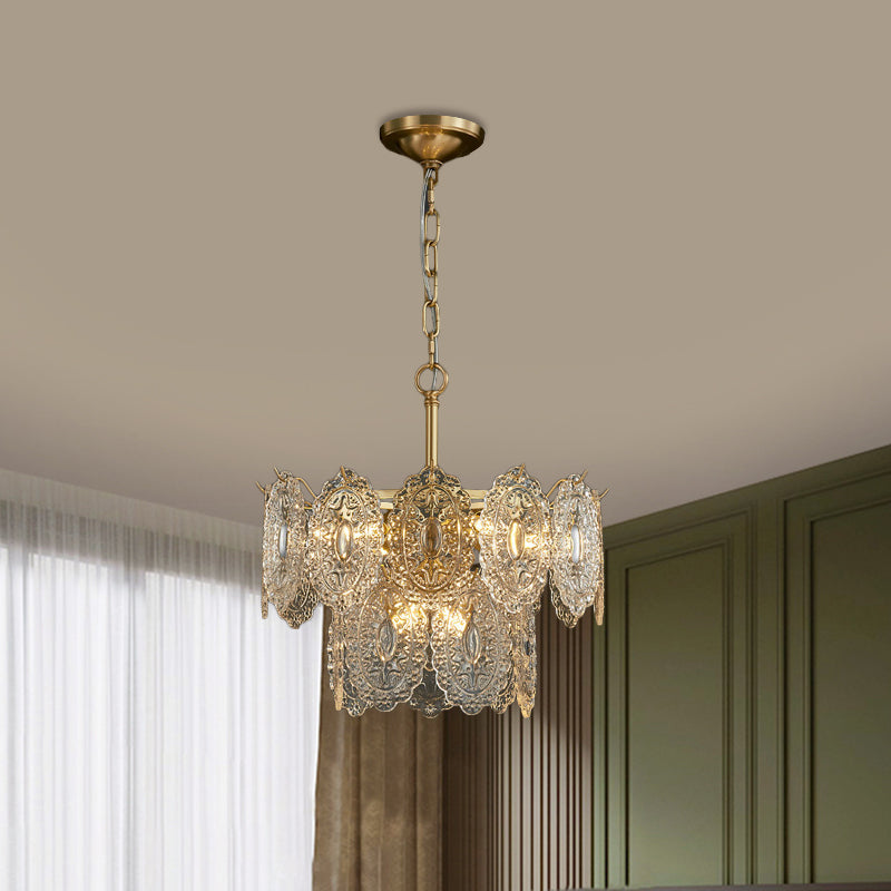 5/7 Heads Crystal Panels Taavita Lamp Modern Gold Canopy Tapered Slott