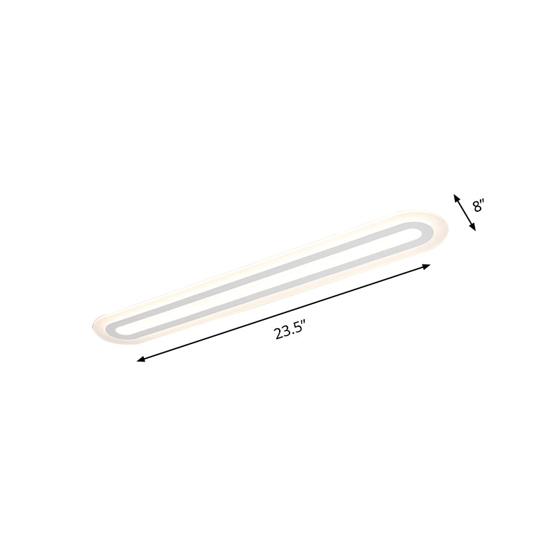 31.5"/39"/47" Wide Simplicity Oval Acrylic Flush Mount Light LED Ceiling Mounted Fixture in Warm/White Light Clearhalo 'Ceiling Lights' 'Close To Ceiling Lights' 'Close to ceiling' 'Flush mount' Lighting' 147440